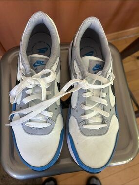 Nike White and Blue Low-Top Sneakers